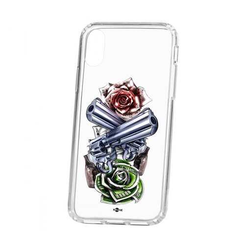 Чехол Apple iPhone X Kruche Print Карты деньги 2 ствола в МегаФон