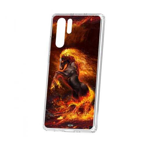 Чехол Kruche Huawei P30 Pro Print Конь огонь в МегаФон