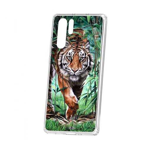 Чехол Kruche Huawei P30 Pro Print Крадущийся тигр в МегаФон
