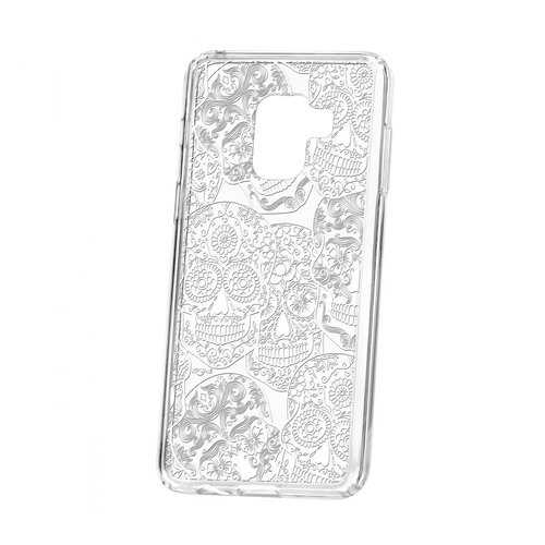 Чехол Kruche Samsung Galaxy A8 2018 (A530) Print Skull White в МегаФон