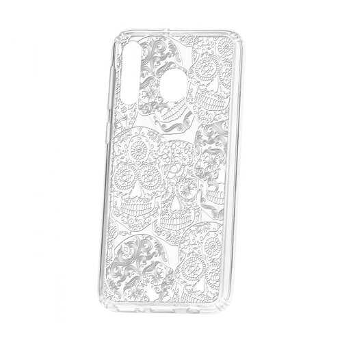 Чехол Kruche Samsung Galaxy M30 Print Skull White в МегаФон