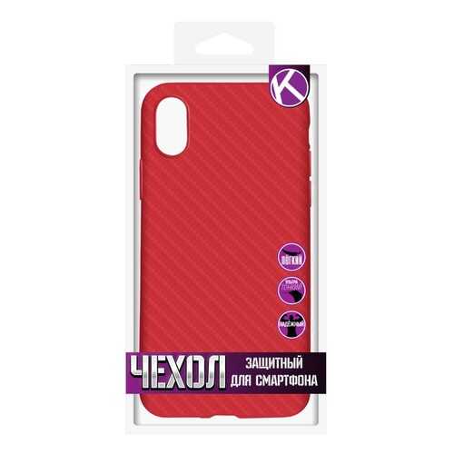 Чехол Krutoff Silicone carbon для iPhone X/XS Red в МегаФон
