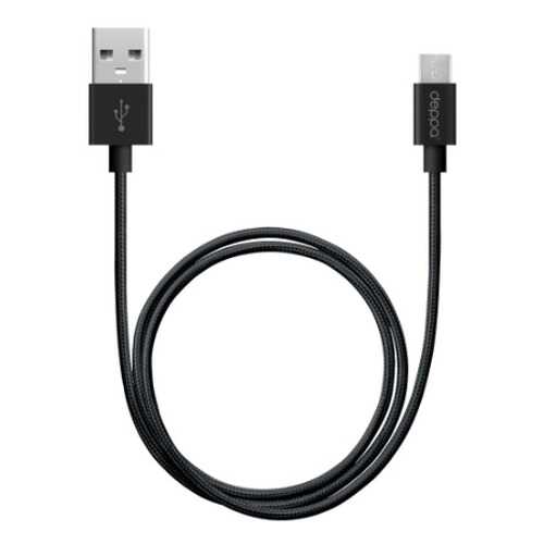 Дата-кабель USB - micro USB, алюминий/нейлон, 1,2м, черный, Deppa в МегаФон