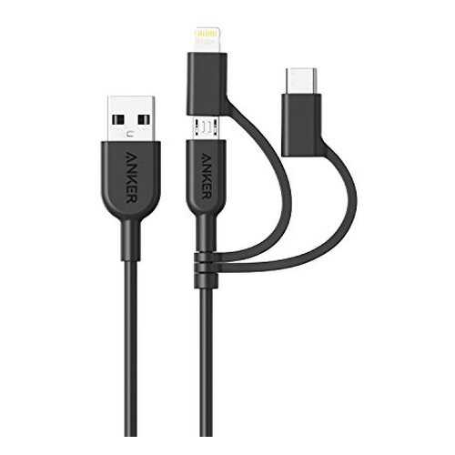 Кабель Anker powerline II USB-A to 3 in 1 charging cable Black в МегаФон