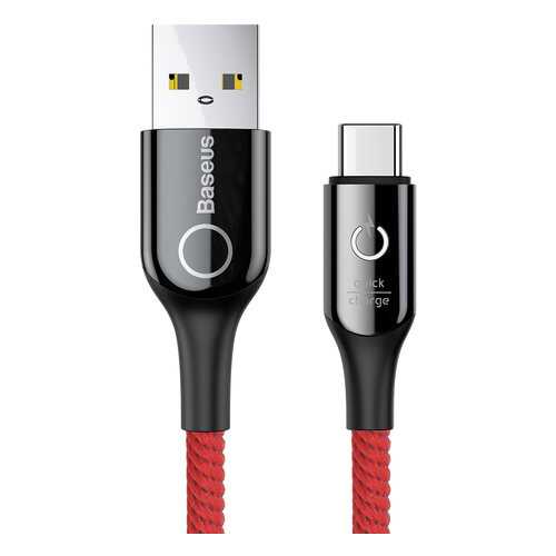 Кабель Baseus C-shaped Light Intelligent Type-C 1m Black/Red в МегаФон