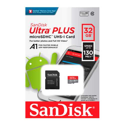 Карта памяти SanDisk Micro SDHC SDSQUB3-032G-GN6MA 32GB в МегаФон