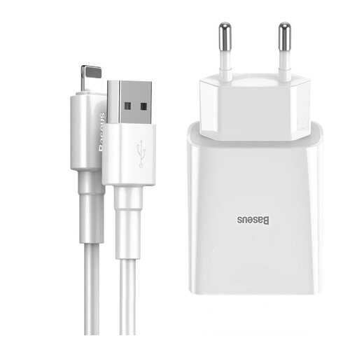 Сетевое зарядное устройство Baseus Speed Mini 2USB 2.4A+кабель USB-iP 1m White в МегаФон