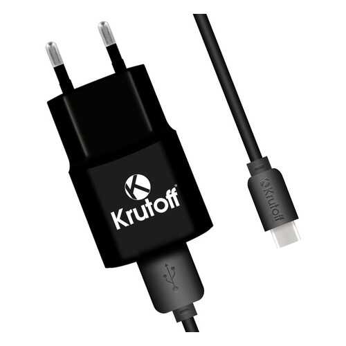 Сетевое зарядное устройство Krutoff CH-01C 1xUSB, 1A + кабель USB Type-C (black) в МегаФон